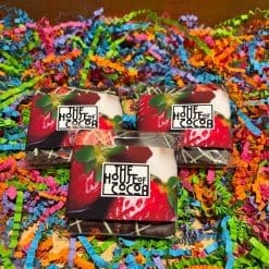 Dark Chocolate Bar with Strawberry and White Chocolate Drizzle