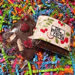 Dark Chocolate Raspberry and Coconut Half Bar