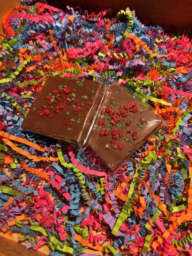 Milk Chocolate Half Bar with Mint and Raspberry Ganache