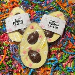 White Chocolate Egg with Milk Mini Eggs and Flowers